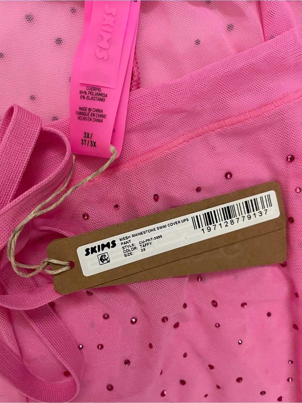 Skims NWT Mesh Rhinestone Swim Cover Up Pants Taffy Pink Size 3X